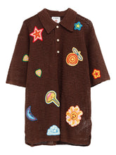 crochet-knit polo shirt